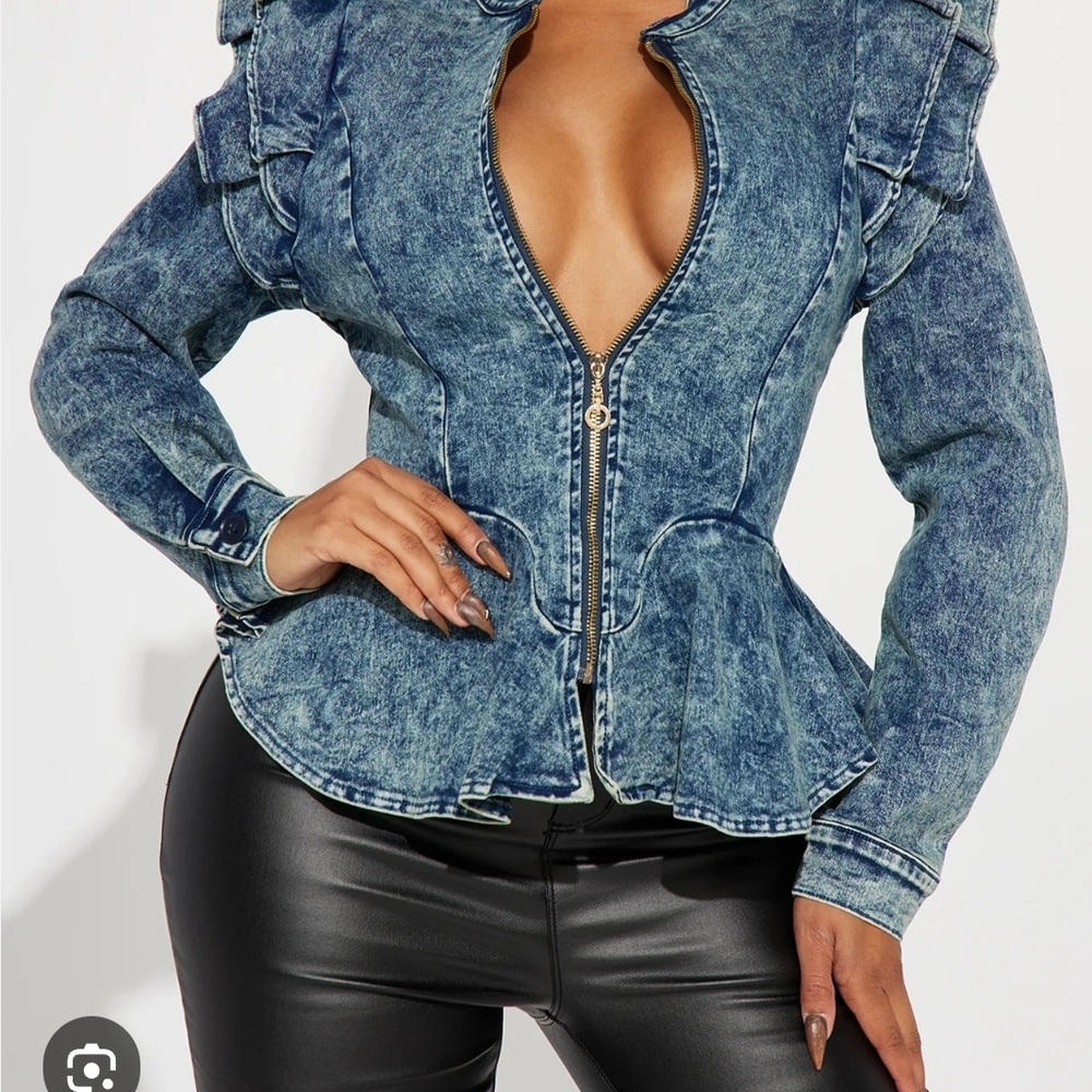Fashion Nova Denim Ruffle Jacket